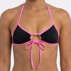 Fluorescent Adjustable Center Tie Bikini Top
