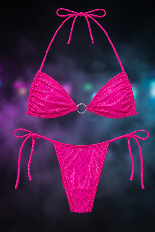 Ring Detail Halter Bikini with Tie-Side Micro Bottom