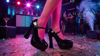 Demonia Dolly-09 Platform Ankle Strap Heels – 5” Black Patent Vegan Sandals